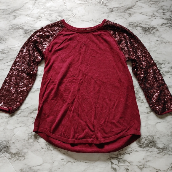 Tommy Bahama Red sweater sequin raglan sleeves xs - Picture 7 of 7